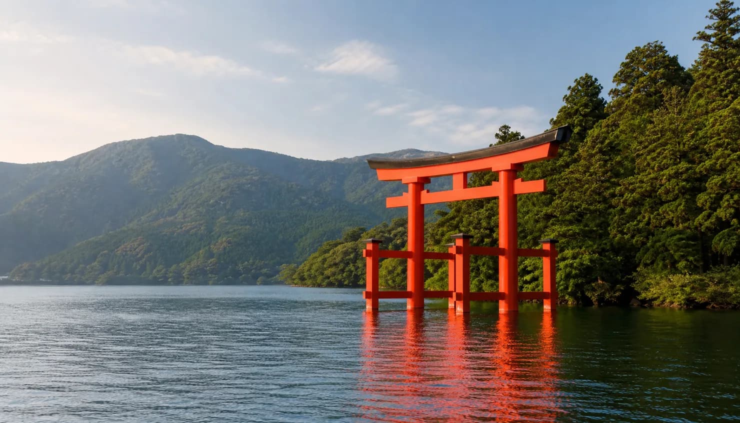 The Heiwa Torii of Hakone Shrine Floating on Lake Ashi